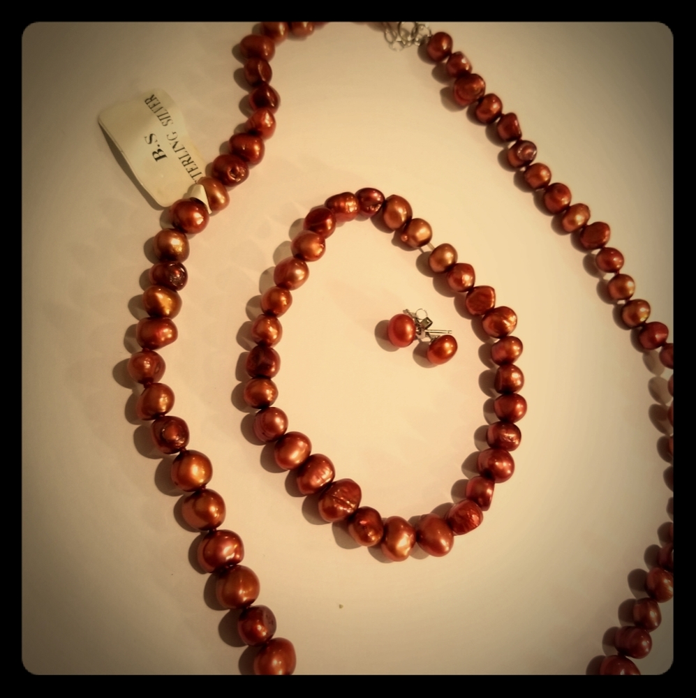 Cranberry Fresh Water Pearl Set